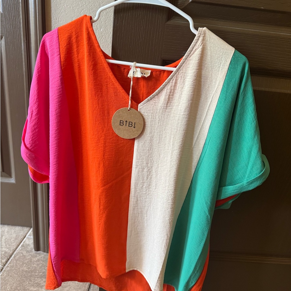 Colorblock V-Neck Top